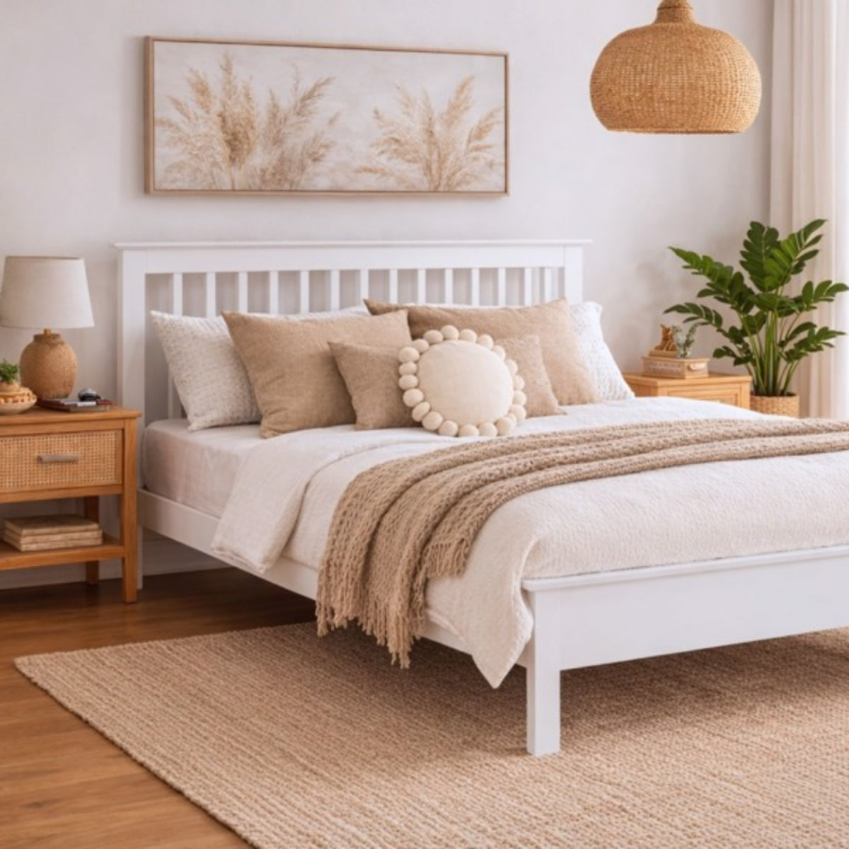 2026 Preston Hardwood Bed Frame White Finish
