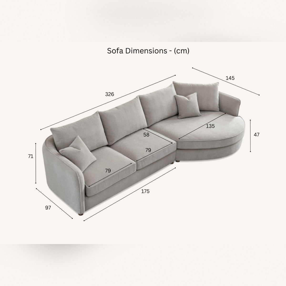 Rubela Corner Chaise Sofa - Pebble Boucle