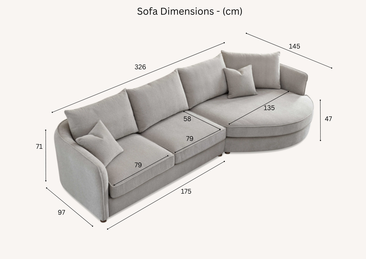 2027 Rubela Corner Chaise Sofa - Pebble Boucle - Nimbus Beds