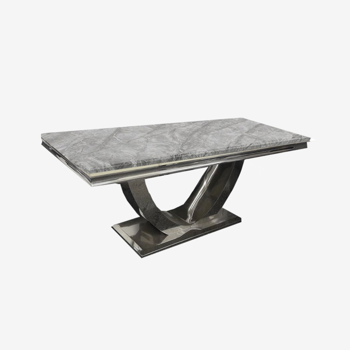 2026 Arial Dining Table in Light Grey Marble