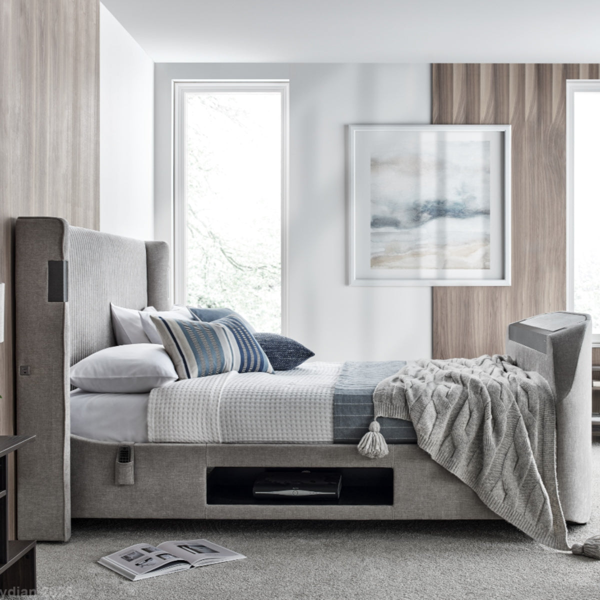 2026 Daphne TV Ottoman Storage Bed in Grey