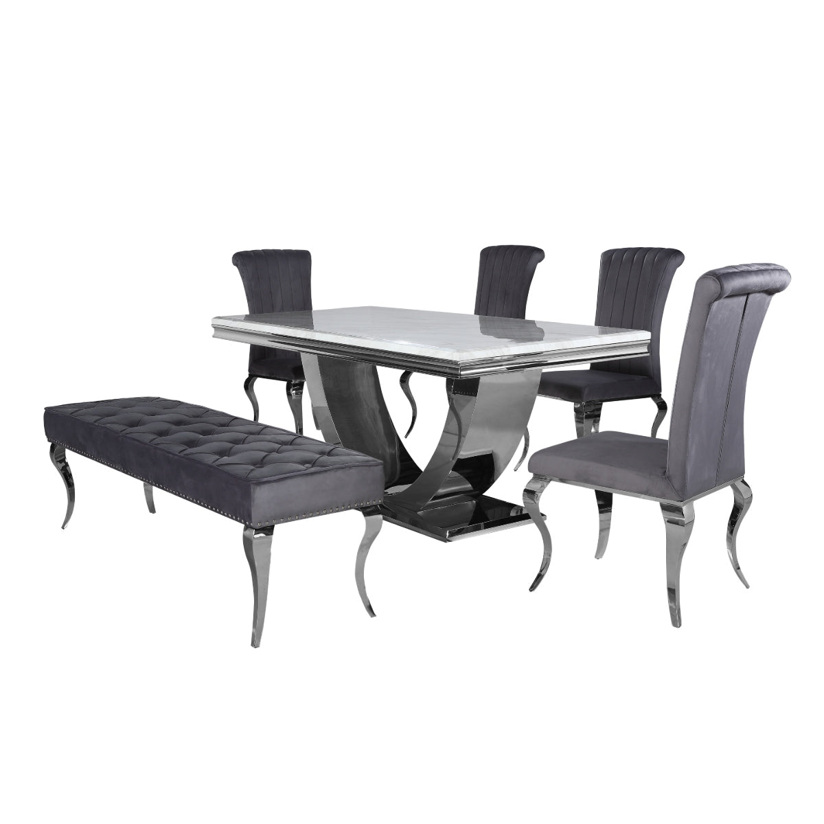 2026 Arial Dining Table in White Marble