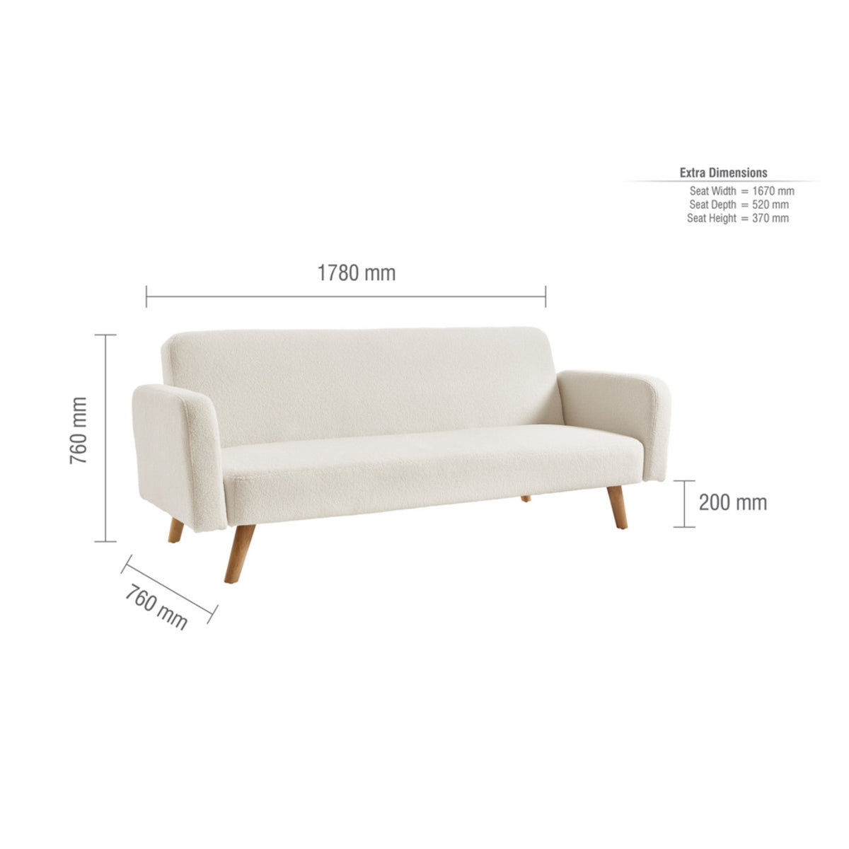 2026 Micah Sofa Bed Boucle - White