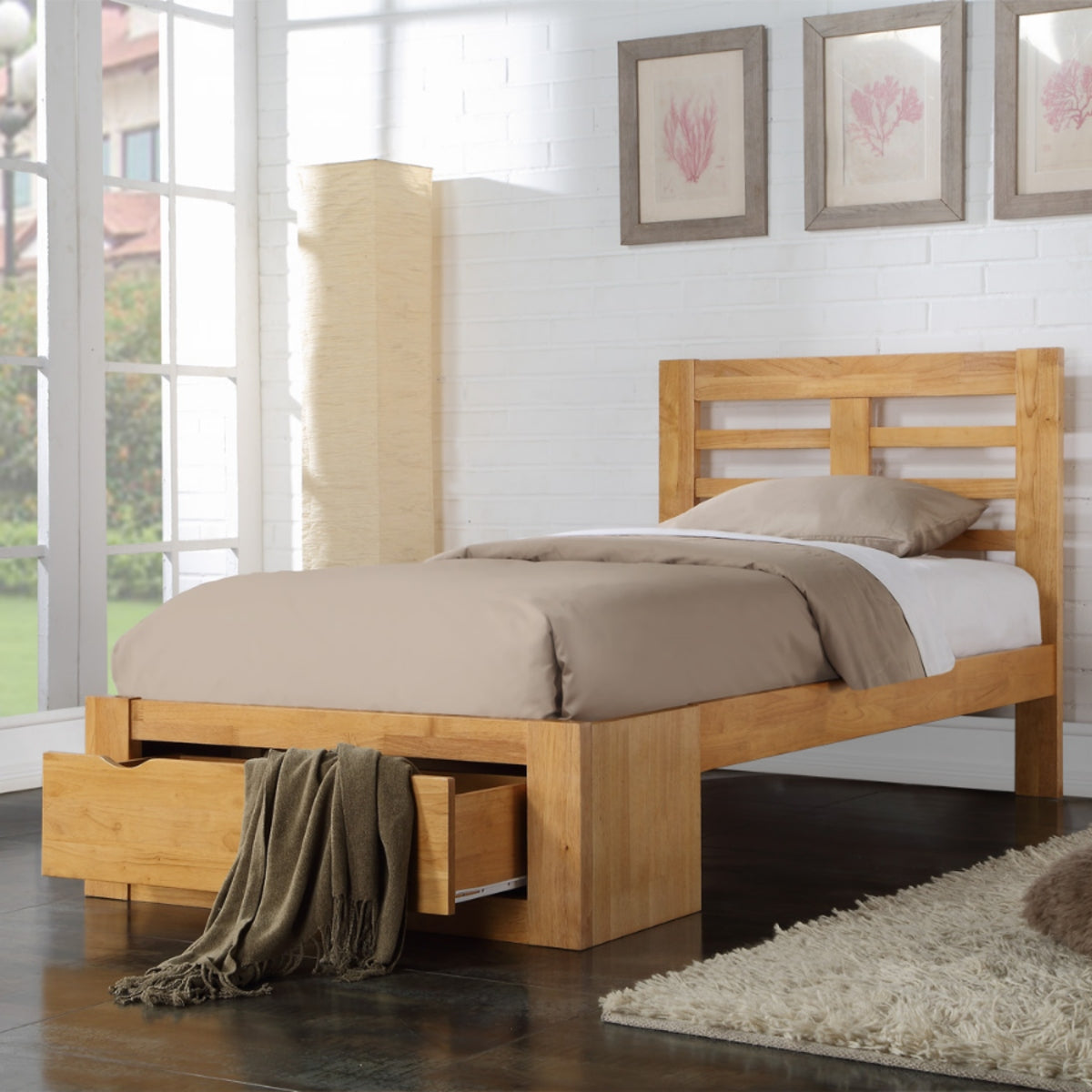 2026 Newport Hardwood Bed Frame in Oak Finish