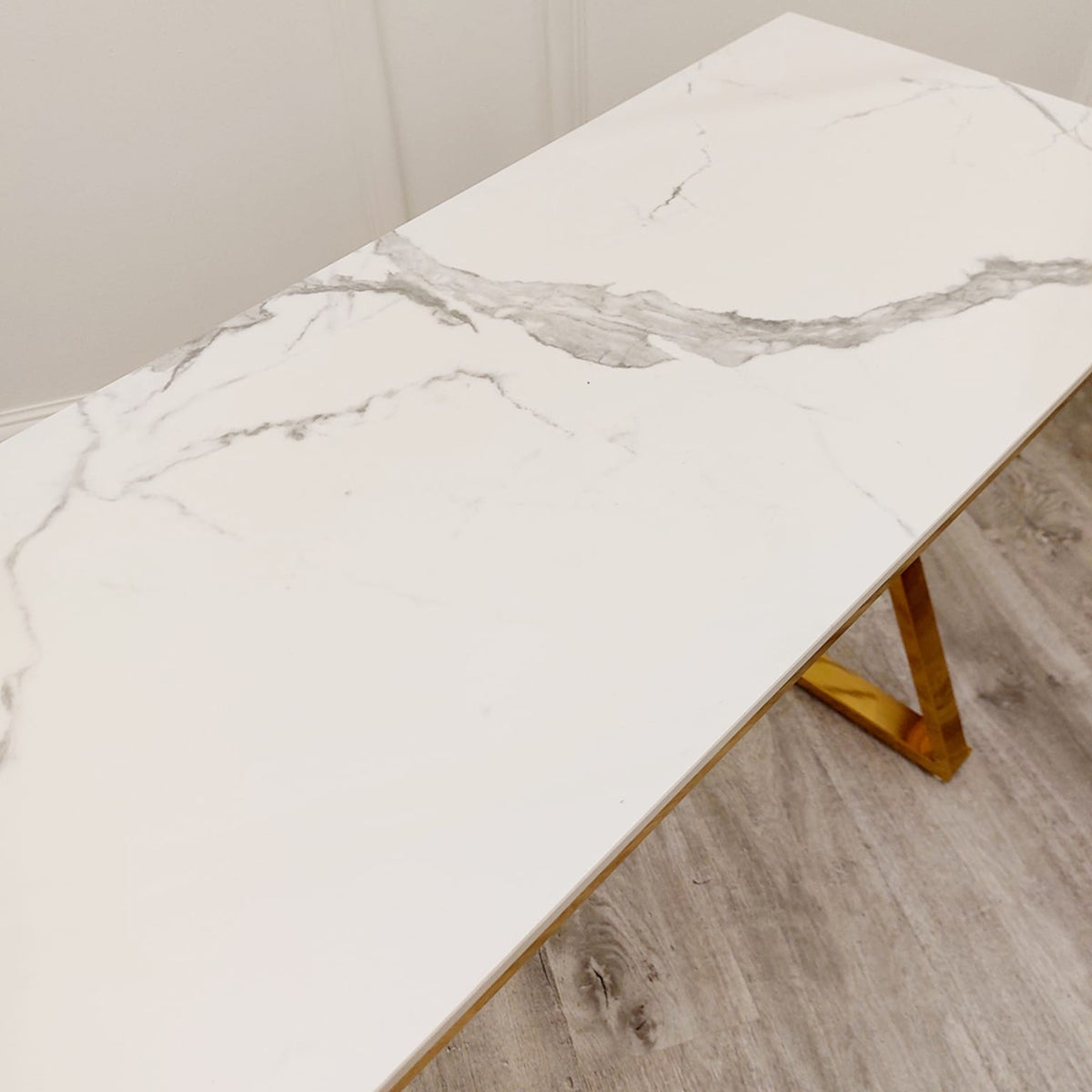 2026 Zion Gold Console Table with Polar White Sintered Top