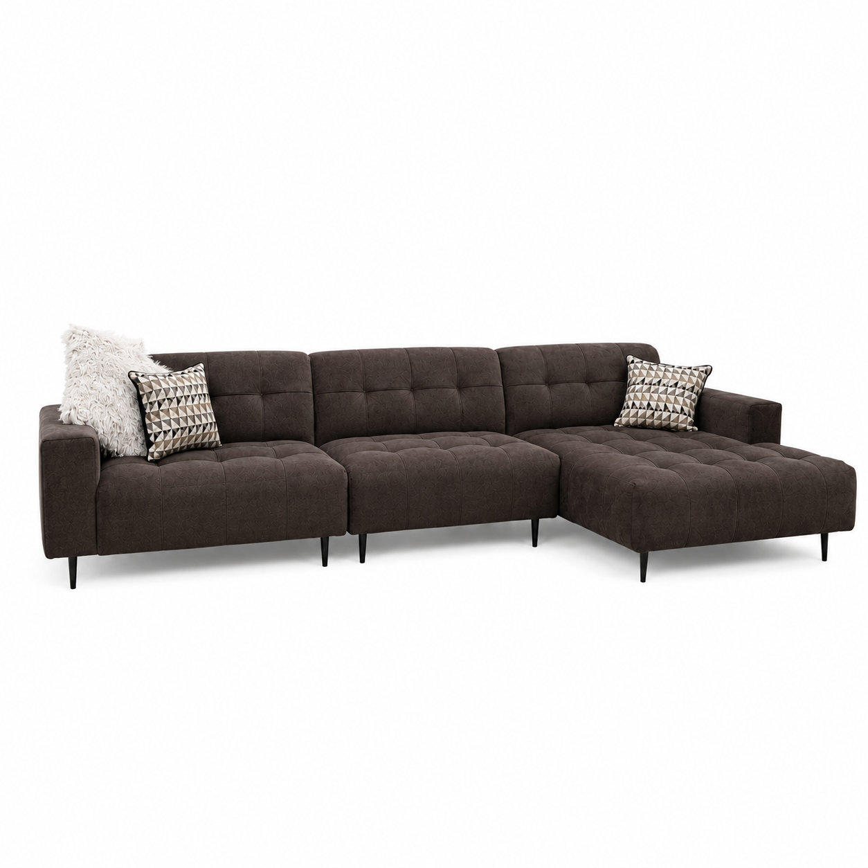 2026 Oakley 3 Piece Sofa - Dark Suede (Bison Black) - Nimbus Beds