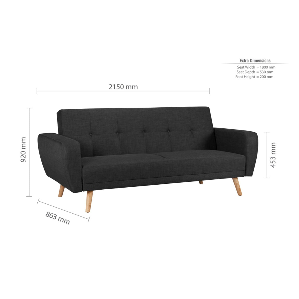 2026 Farrow Large Sofa Bed - Grey