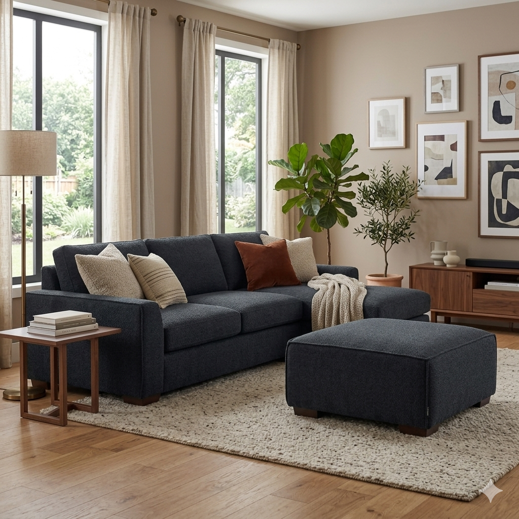 2026 Dunkeld Stool - Midnight Boucle - Nimbus Beds