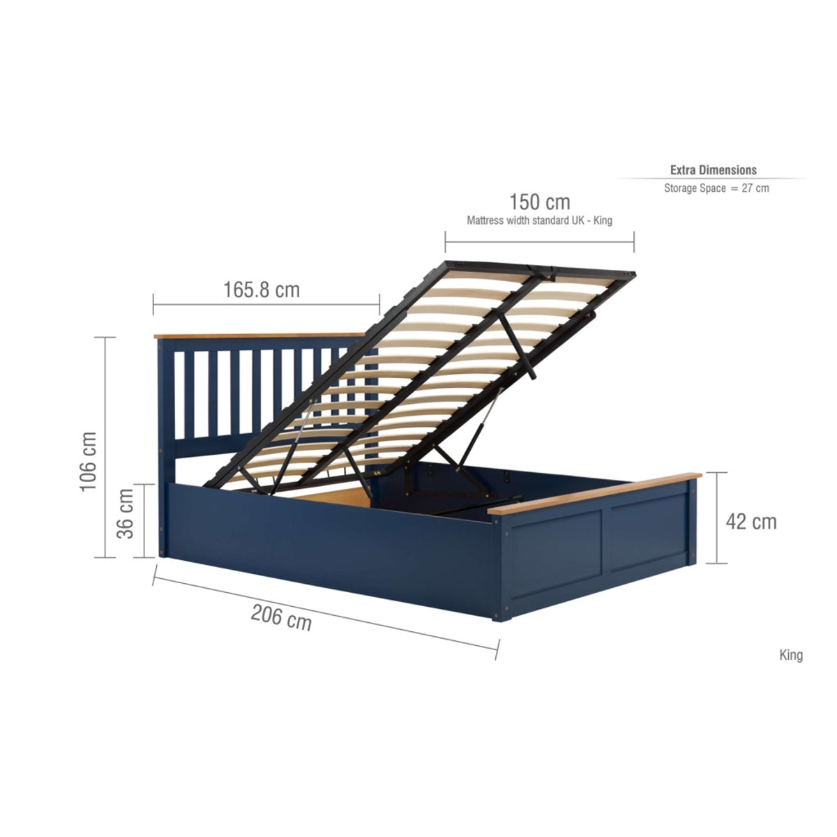 2026 Phoenix Ottoman Bed - Navy