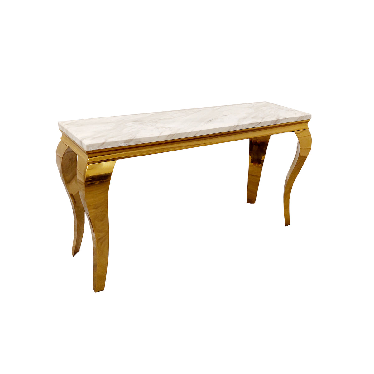 2026 Louis Gold Console Table in Polar White Sintered Stone