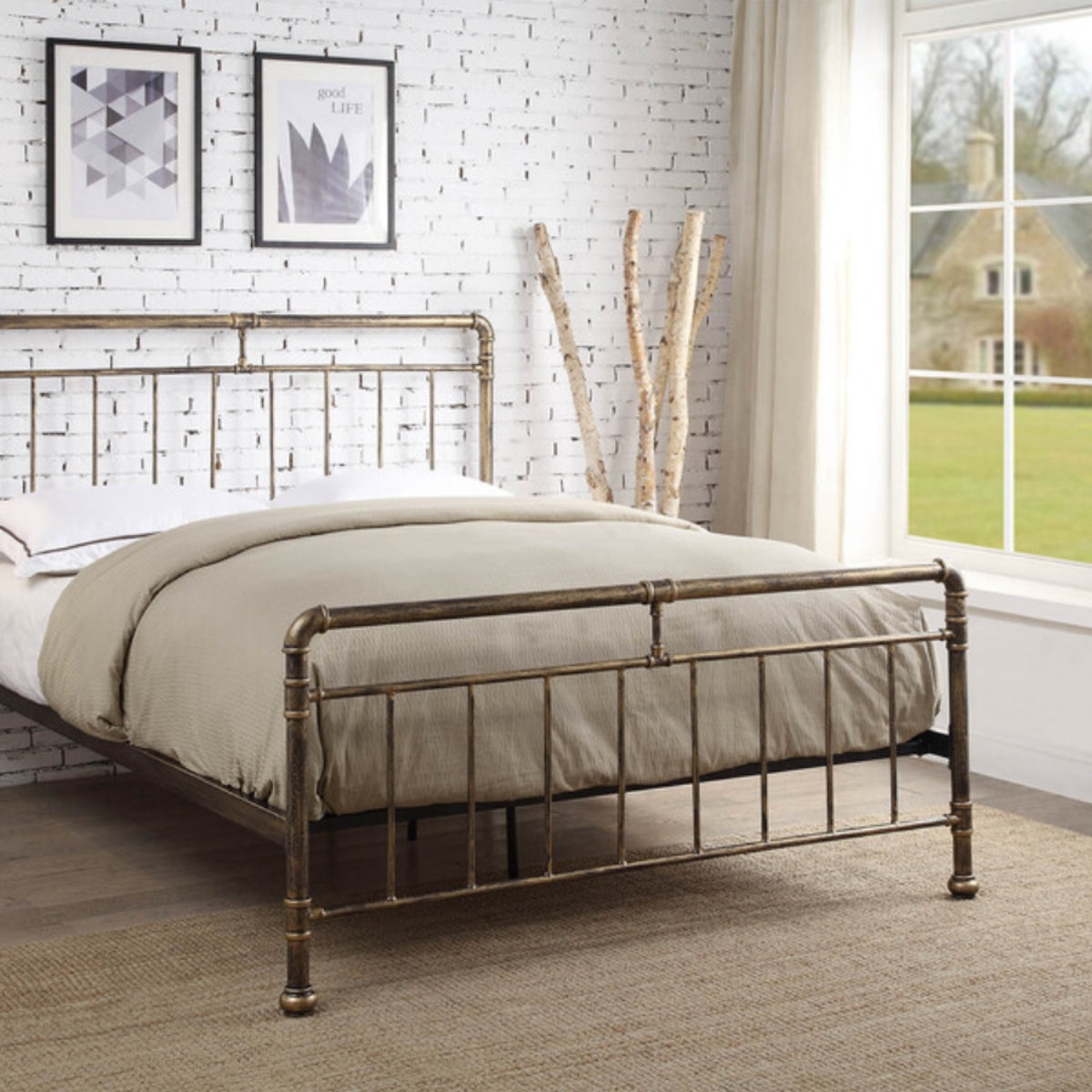 2026 Carlisle Metal Bed Frame in Antique Bronze