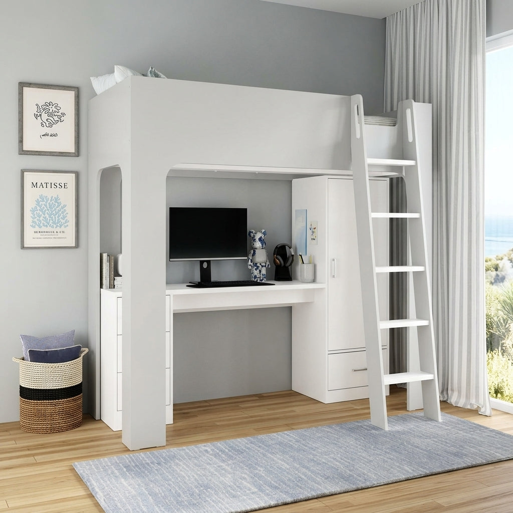 2026 Exeter Wooden High Sleeper Bed Frame in White