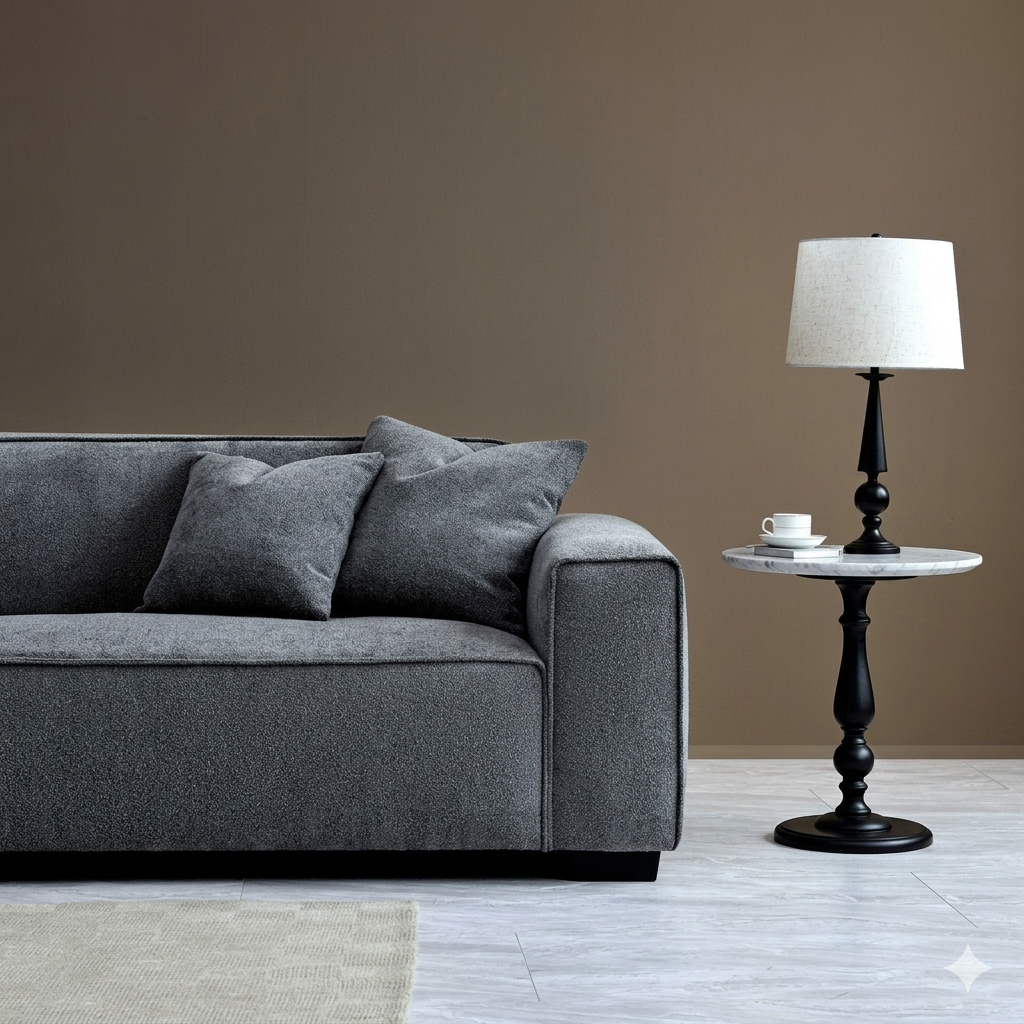 2026 Dunkeld 4 Seater Sofa - Charcoal Boucle - Nimbus Beds
