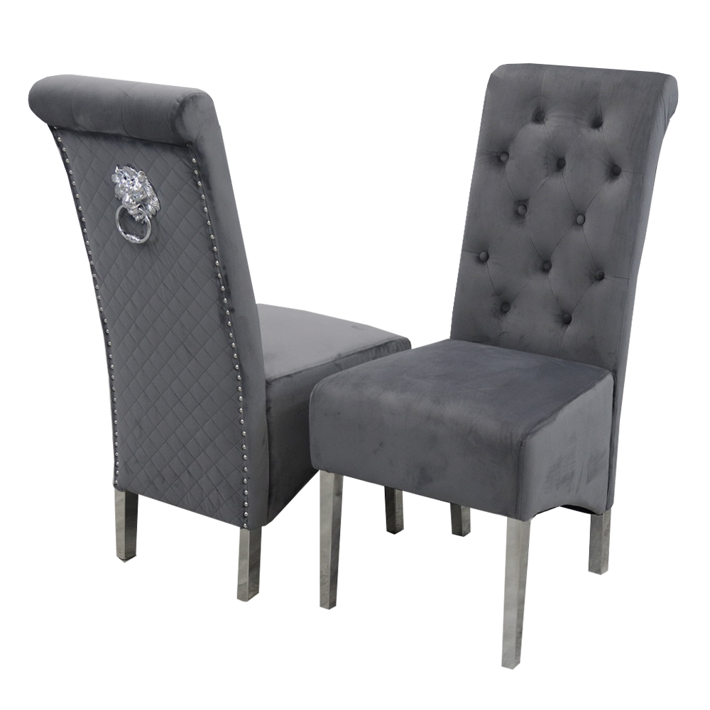 2026 Emma Dining Chair in Dark Grey Velvet