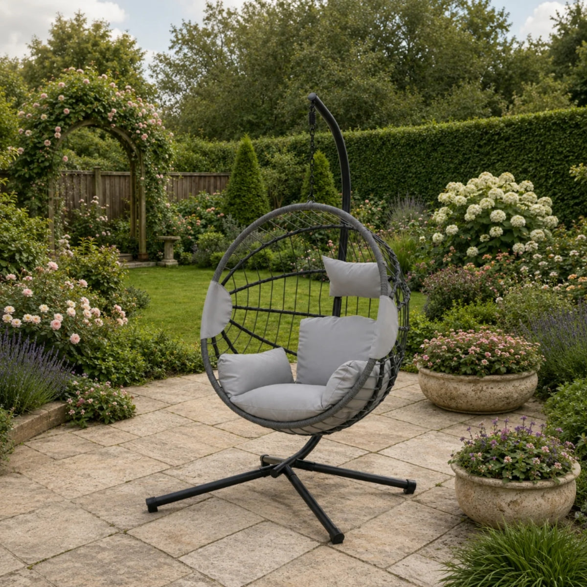 2026 Hanging Egg Chair for Indoor and Outdoor - Light Grey
