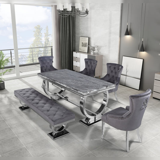 2026 Arriana Dining Table in Light Grey Marble