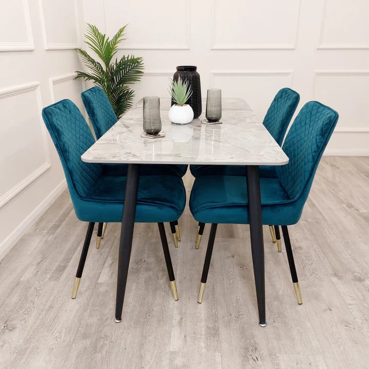 2026 Luna Velvet Dining Chair in Teal