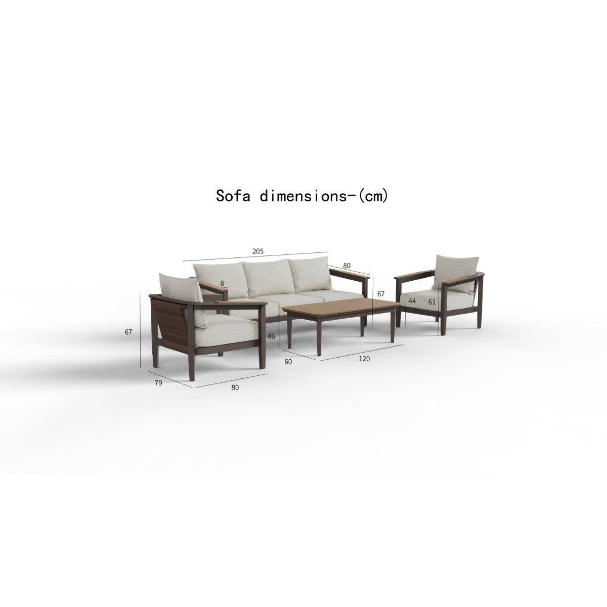 2026 ALUXO® Hemera Outdoor Range - Wood - 5 Seater Lounge Set