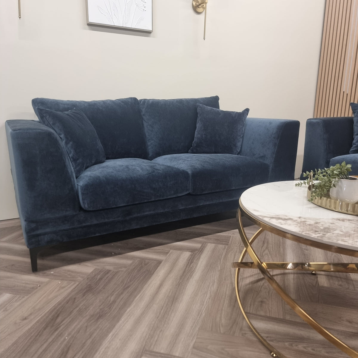 2026 Portland 2 Seater Sofa - Steel Velvet - Nimbus Beds