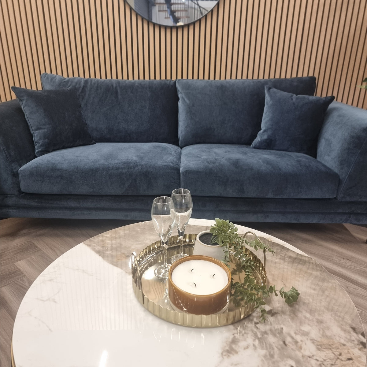 2026 Portland 3 Seater Sofa - Steel Velvet - Nimbus Beds