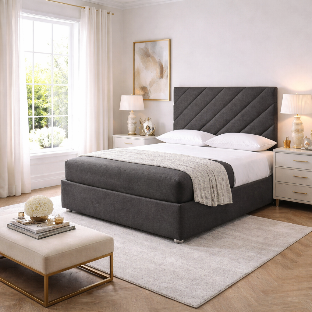2026 Dian diagional panelled storage divan bed with optional drawers - Nimbus Beds