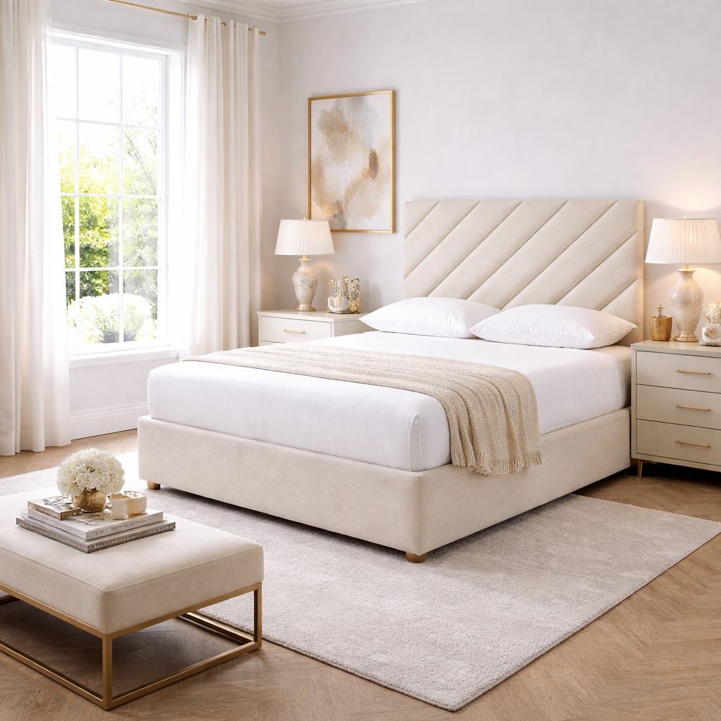 2026 Dian diagional panelled storage divan bed with optional drawers - Nimbus Beds