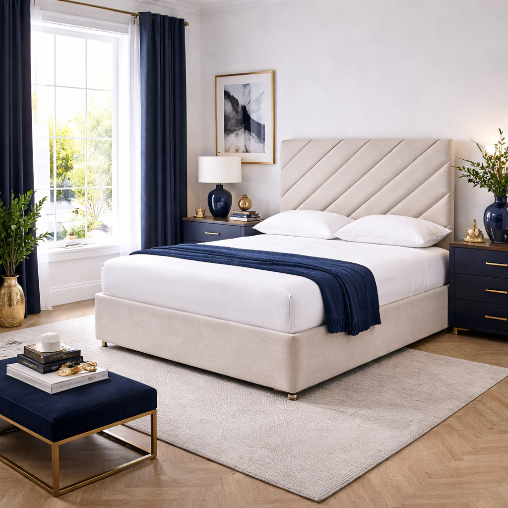 2026 Dian diagional panelled storage divan bed with optional drawers - Nimbus Beds