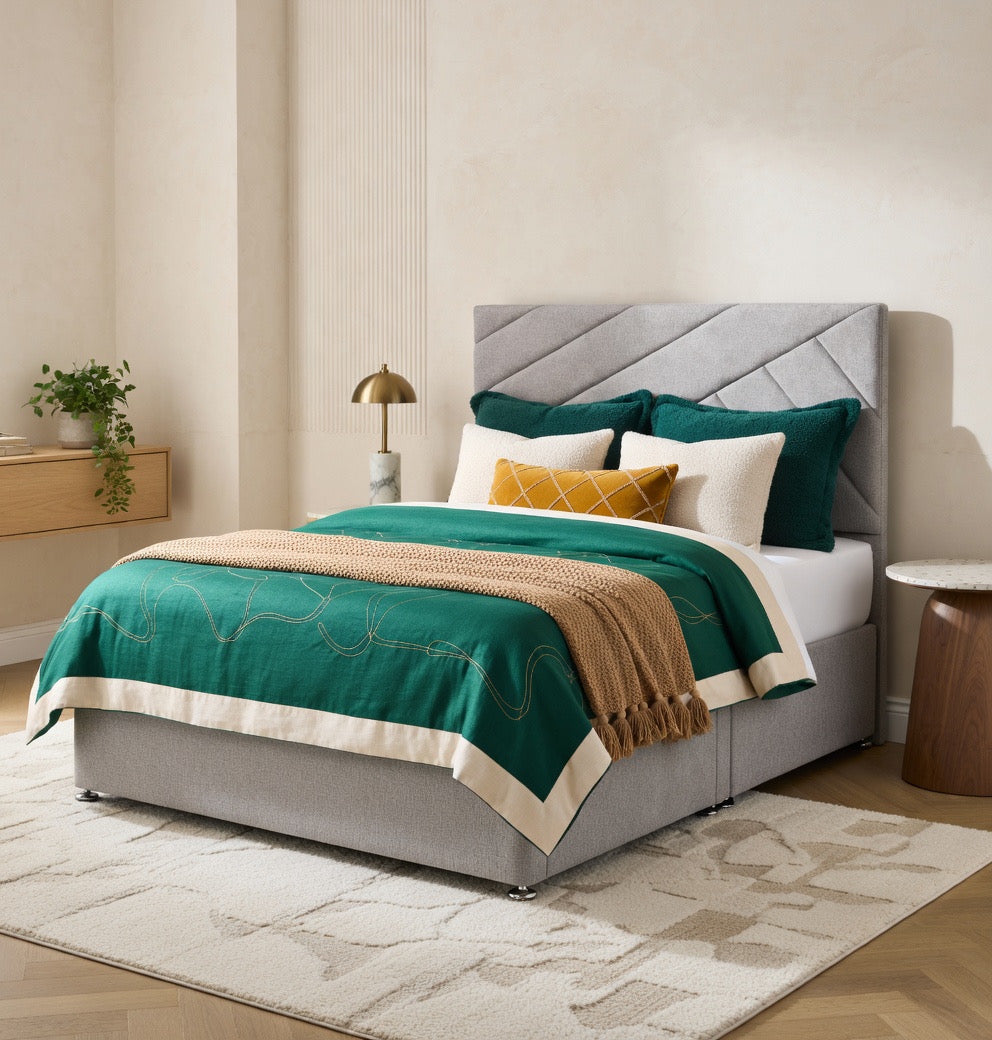 2026 Fraser geometric storage divan base with optional drawers - Nimbus Beds