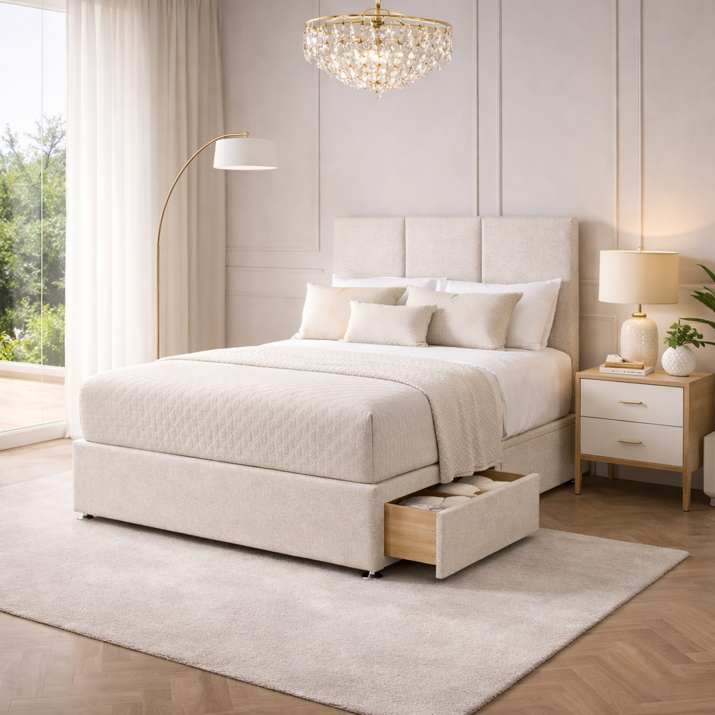 2026 Madrid storage divan bed with optional drawers - Nimbus Beds