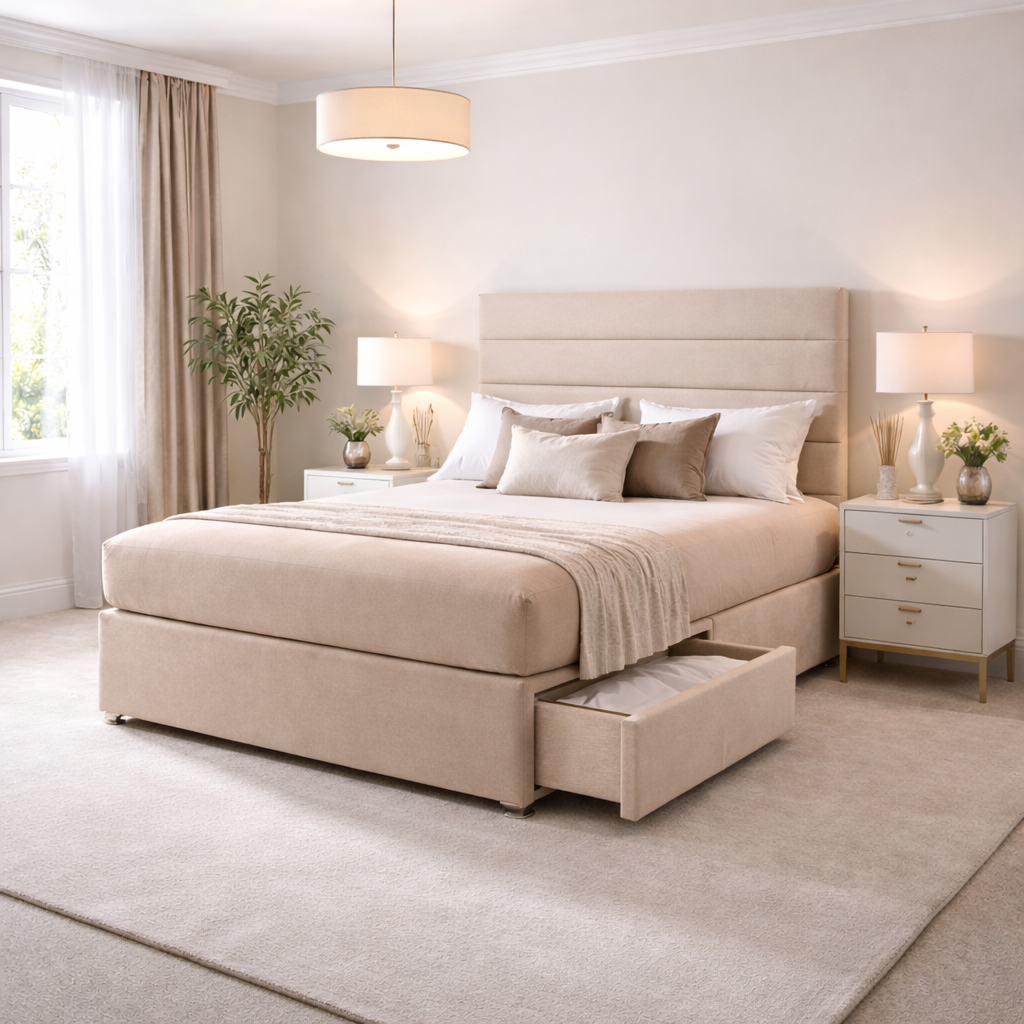 2026 Marbella storage divan bed with optional drawers - Nimbus Beds