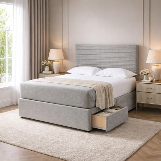 2026 Marbella Intense thin horizontal panelled storage divan bed with optional drawers - Nimbus Beds