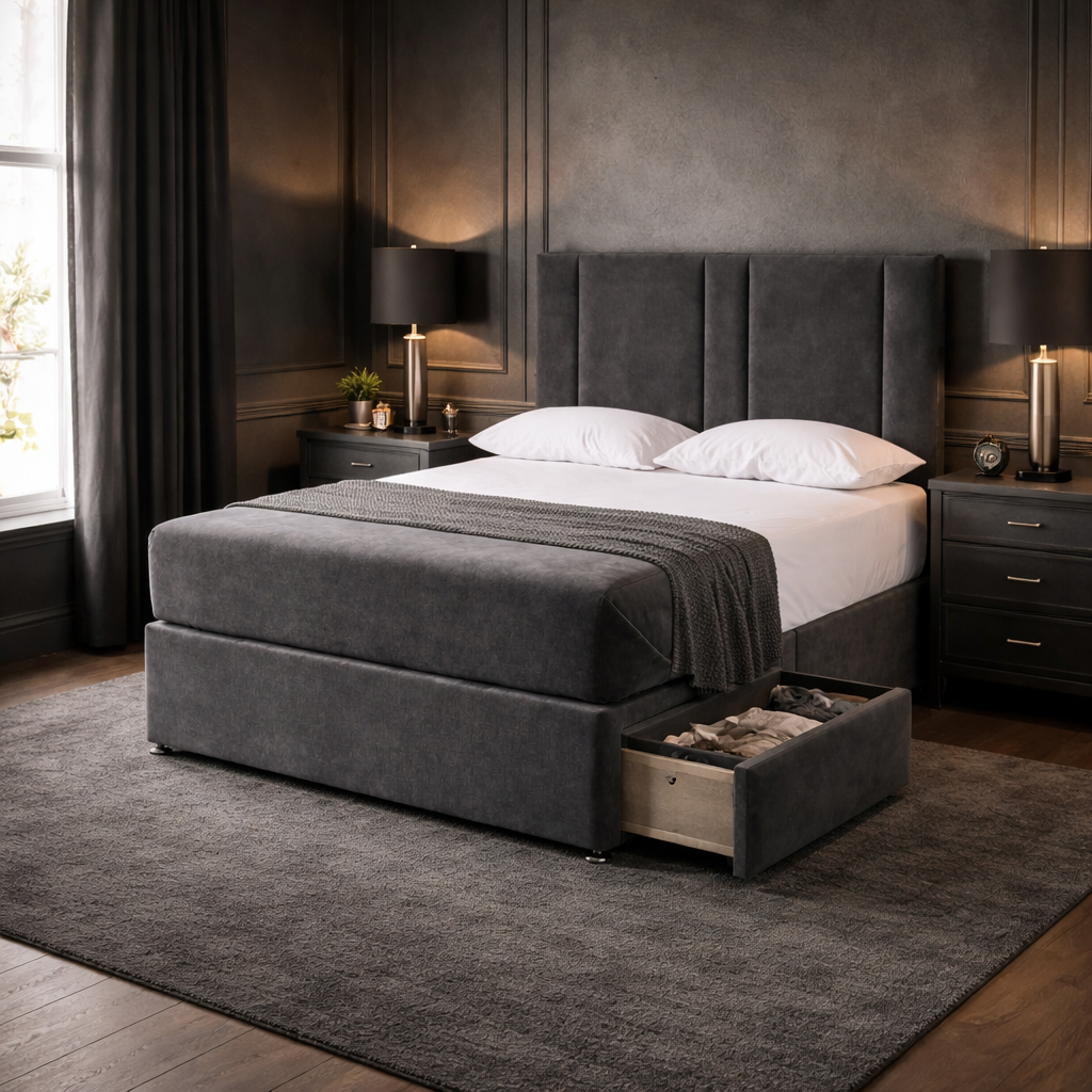 2026 Samson storage divan bed with optional storage drawers - Nimbus Beds