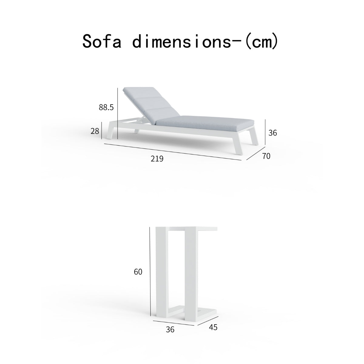 2026 ALUXO® Dasia Outdoor Sun Lounger - White