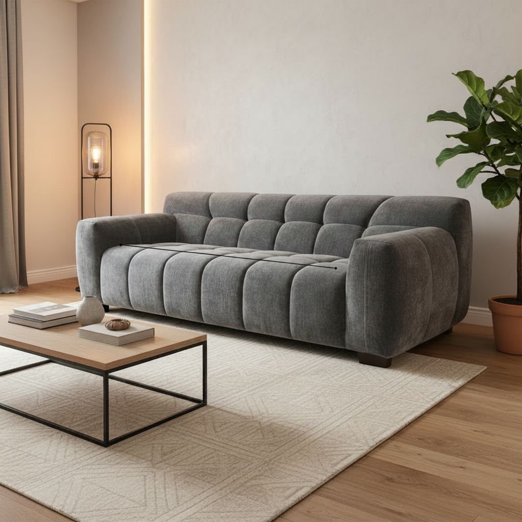 2026 Miami 3 Seater Sofa - Steel Velvet - Nimbus Beds
