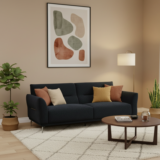 2026 Athens 3 Seater Sofa - Black Lux Boucle - Nimbus Beds