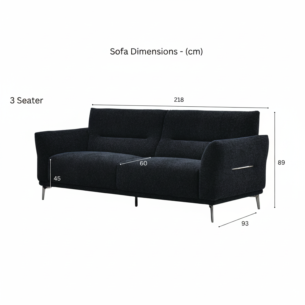 2026 Athens 3 Seater Sofa - Black Lux Boucle - Nimbus Beds