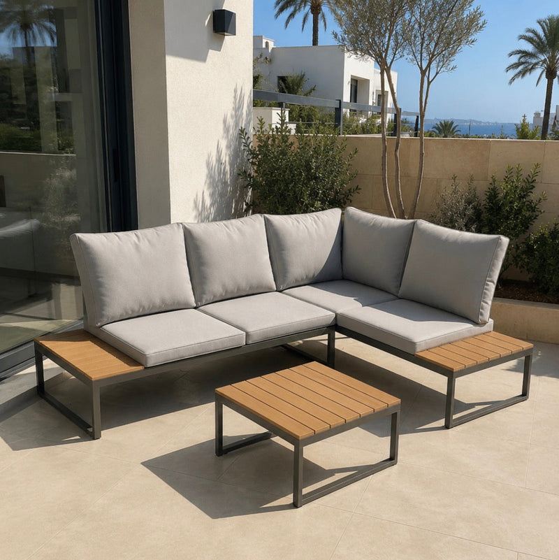 2026 Altea Wooden Topped Corner L Shape Outdoor Sofa Set with Table