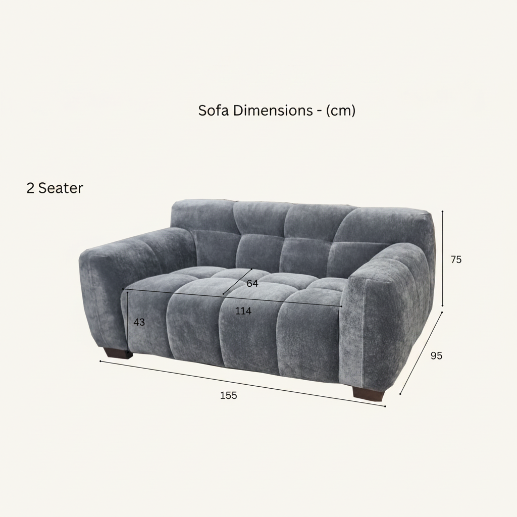 2026 Miami 2 Seater Sofa - Steel Velvet - Nimbus Beds