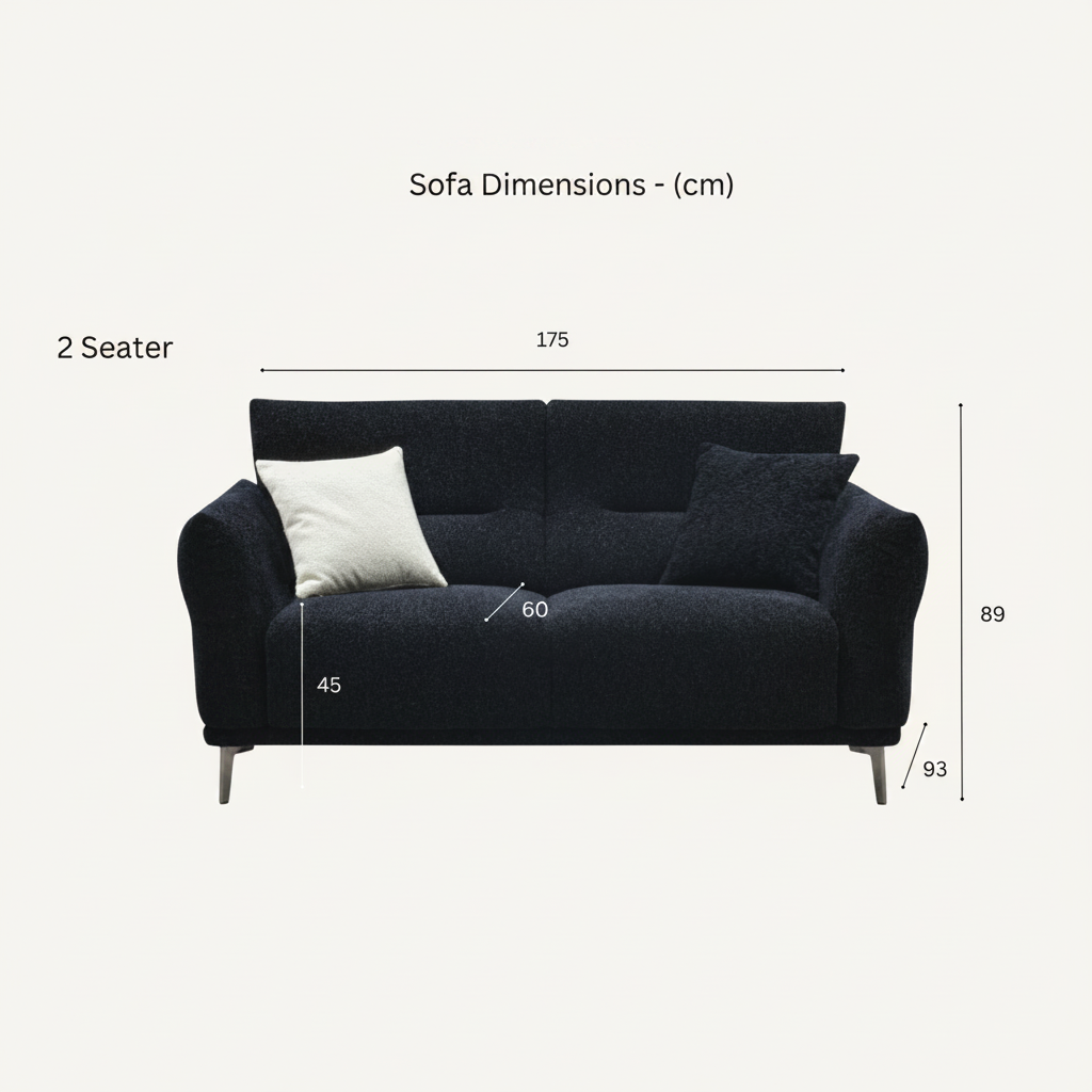 2026 Athens 2 Seater Sofa - Black Lux Boucle - Nimbus Beds