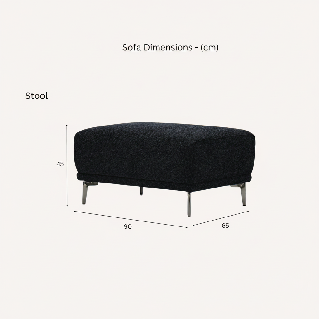 2026 Athens Footstool - Black Lux Boucle - Nimbus Beds