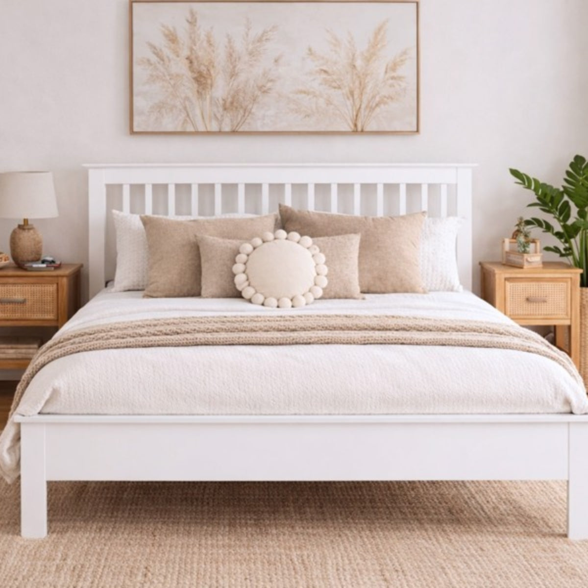2026 Preston Hardwood Bed Frame White Finish