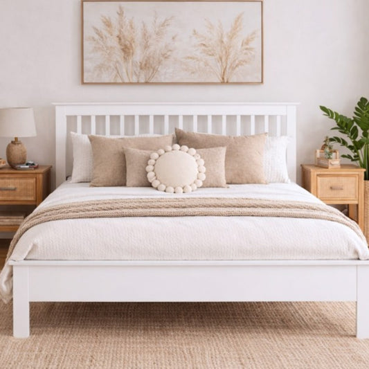 2026 Preston Hardwood Bed Frame White Finish