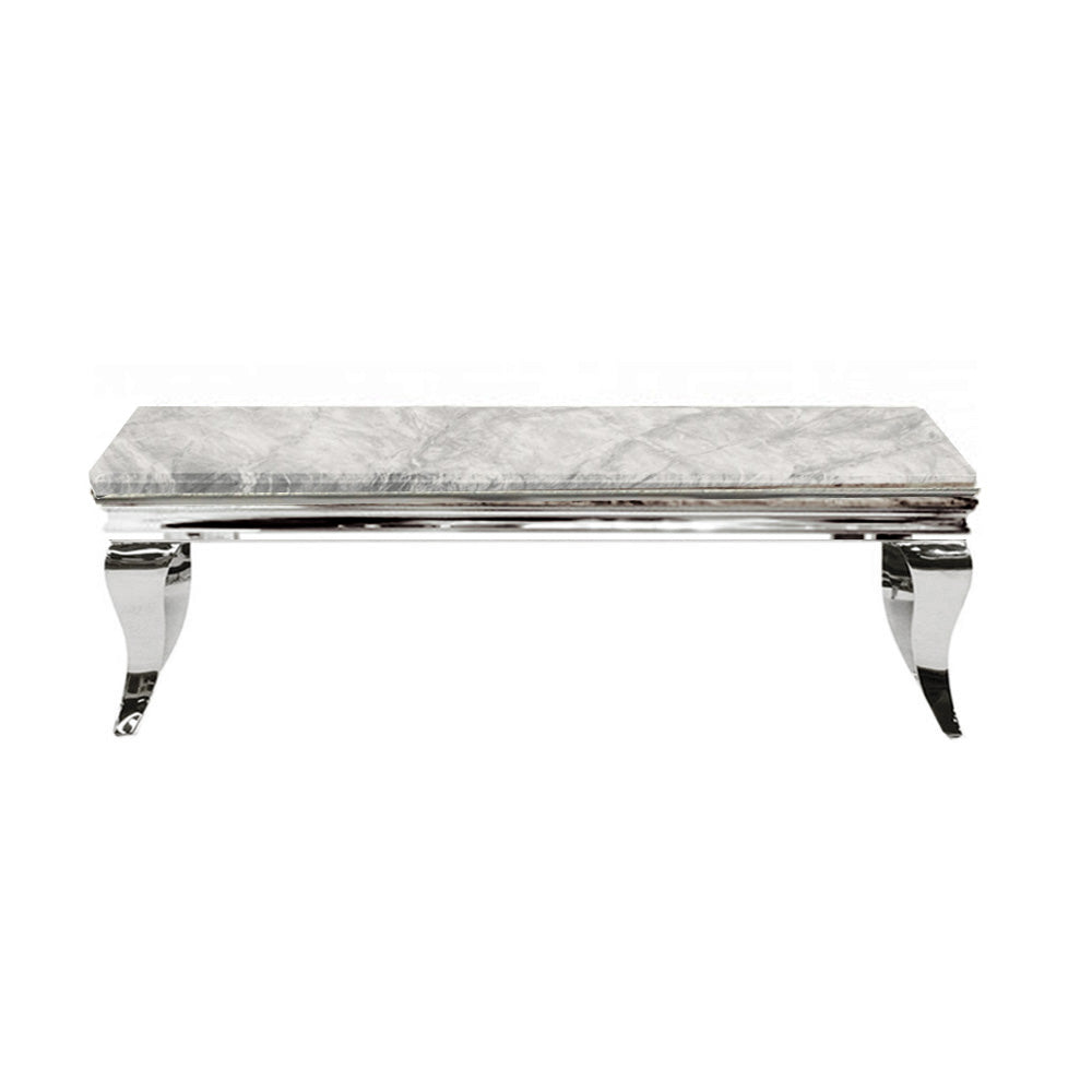2026 Louis Chrome Coffee Table in Light Grey Marble