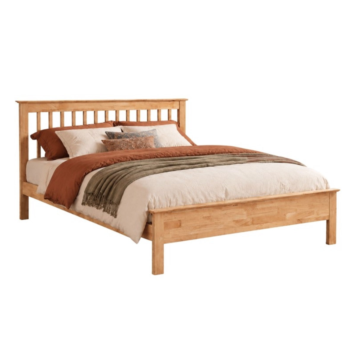 2026 Preston Hardwood Bed Frame Oak Finish