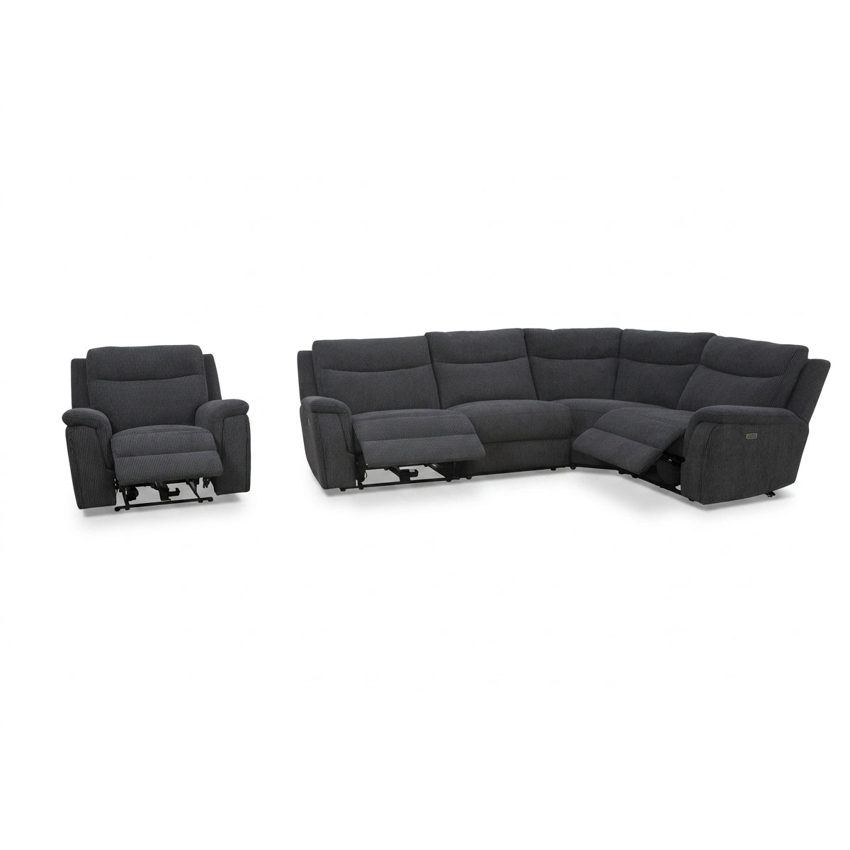 Mayenne Corner with Console & Chair Sofa In Midnight Black