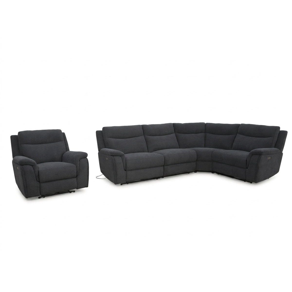 Mayenne Corner with Console & Chair Sofa In Midnight Black