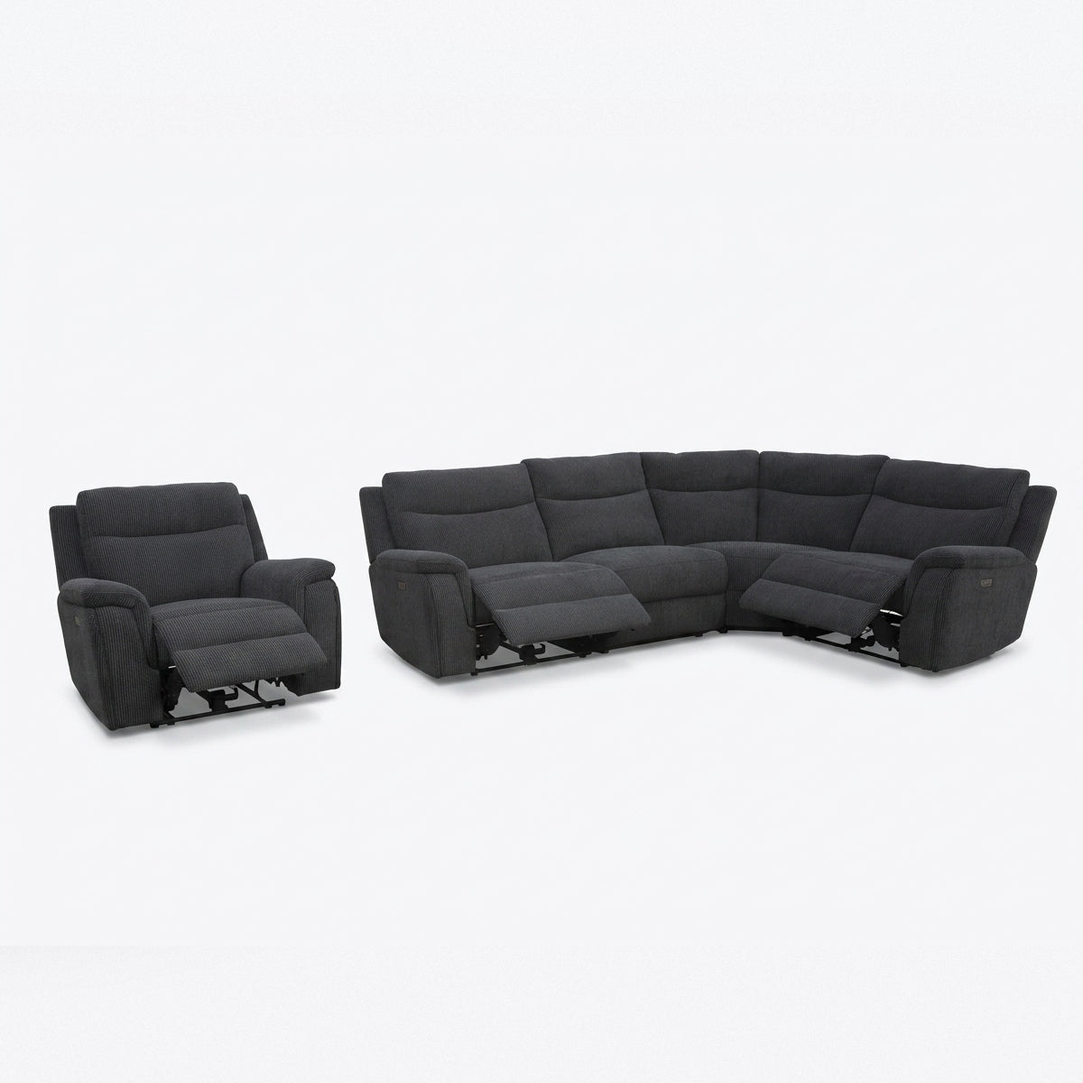 Mayenne Corner with Console & Chair Sofa In Midnight Black