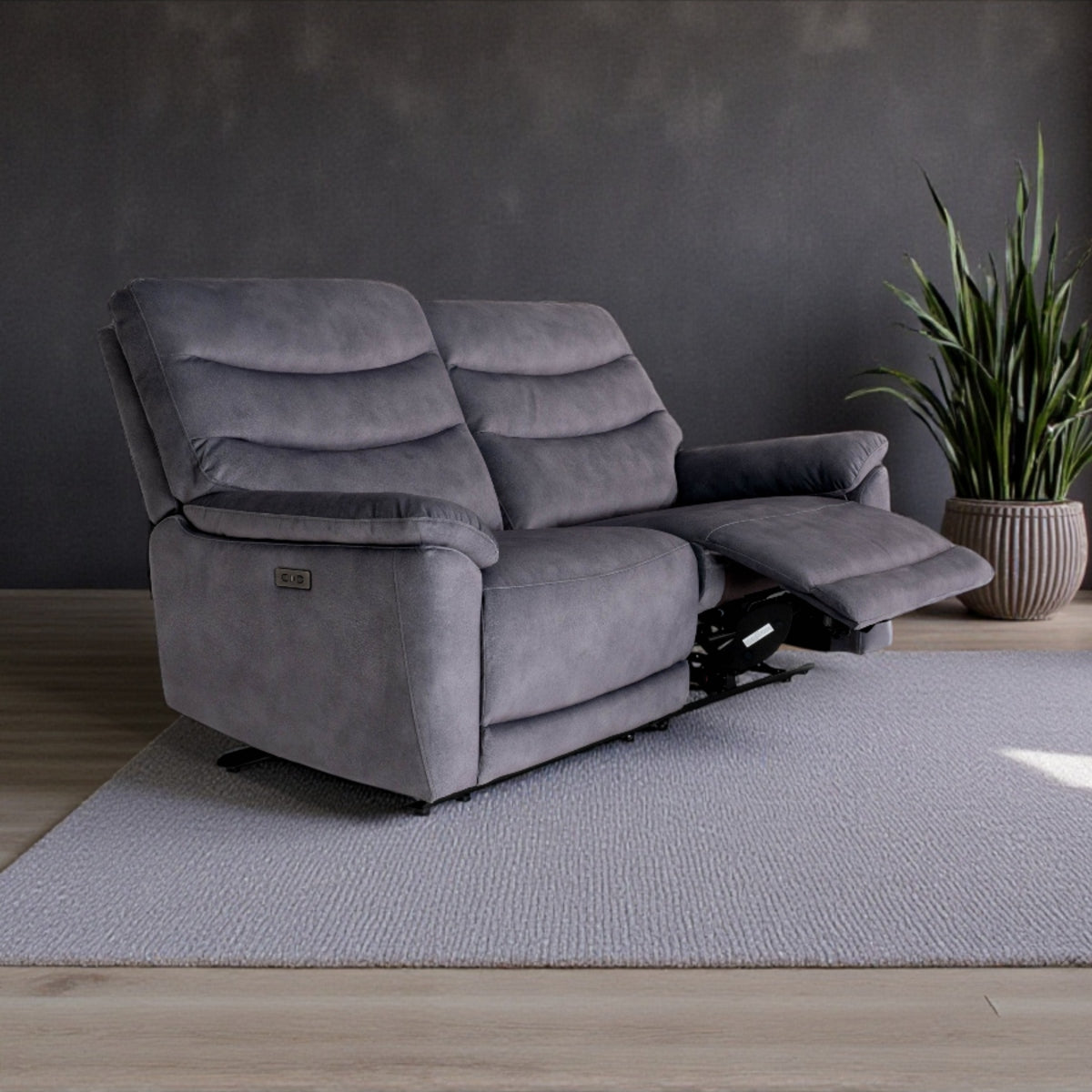 Theodore 3 Seater, 2 Seater & Chair Sofa In Midnight Black