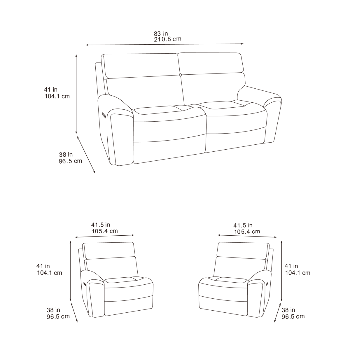 Arianna 3 Seater, 2 Seater & Chair Sofa In Midnight Black