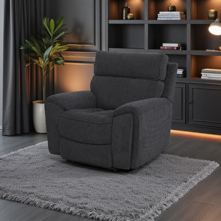 Arianna 3 Seater, 2 Seater & Chair Sofa In Midnight Black